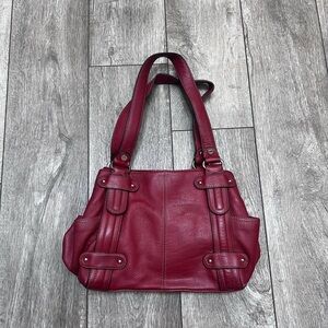Tignanello Red Pebble Leather Shoulder Bag